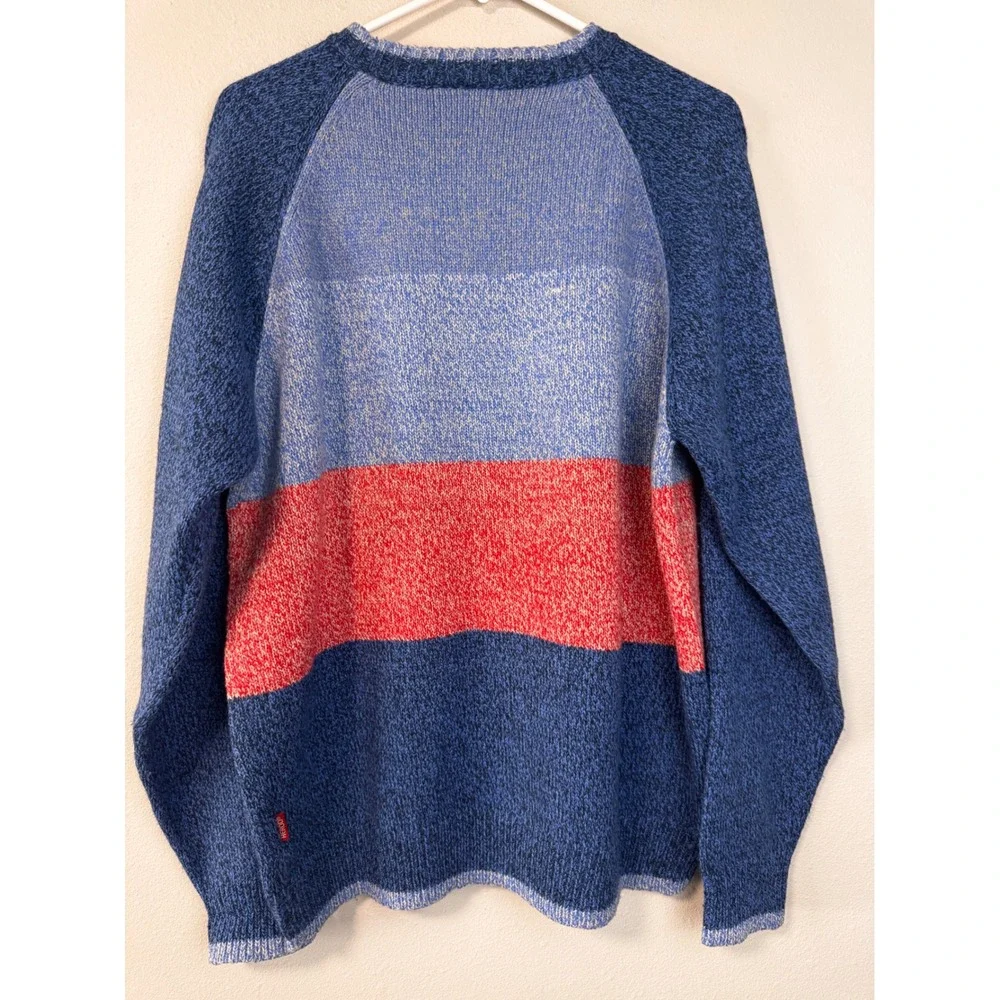 HEROD CRICKET CLUB Sweater Mens‎ XL Blue Red Stripe Raglan Crew Neck Knit
